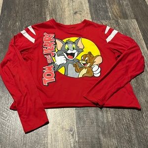 Tom & Jerry Long Sleeve Shirt Crop Top Size Medium